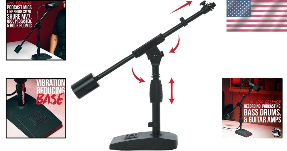 Compact Short Weighted Base Mic Stand for Recording & Streaming Excellence