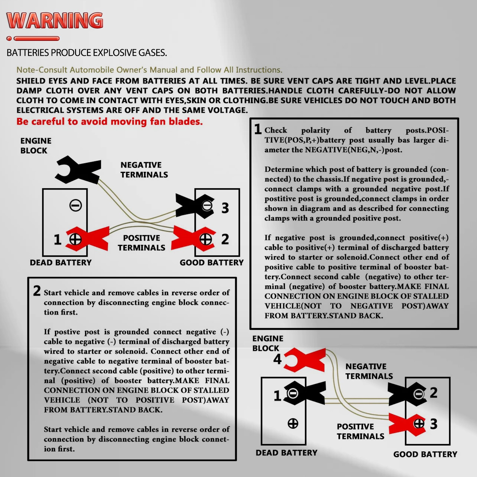HEAVY DUTY 2 GAUGE 20FT BATTERY BOOSTER CABLE EMERGENCY POWER JUMPER 2000 AMP