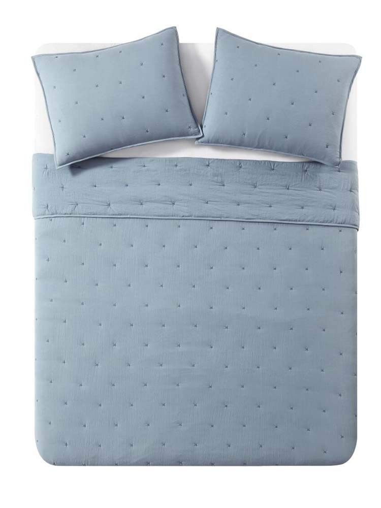 BOURINA Embroidery Quilt Set 3-Piece Oversized King Quilt Set Pre-Washed Microfi