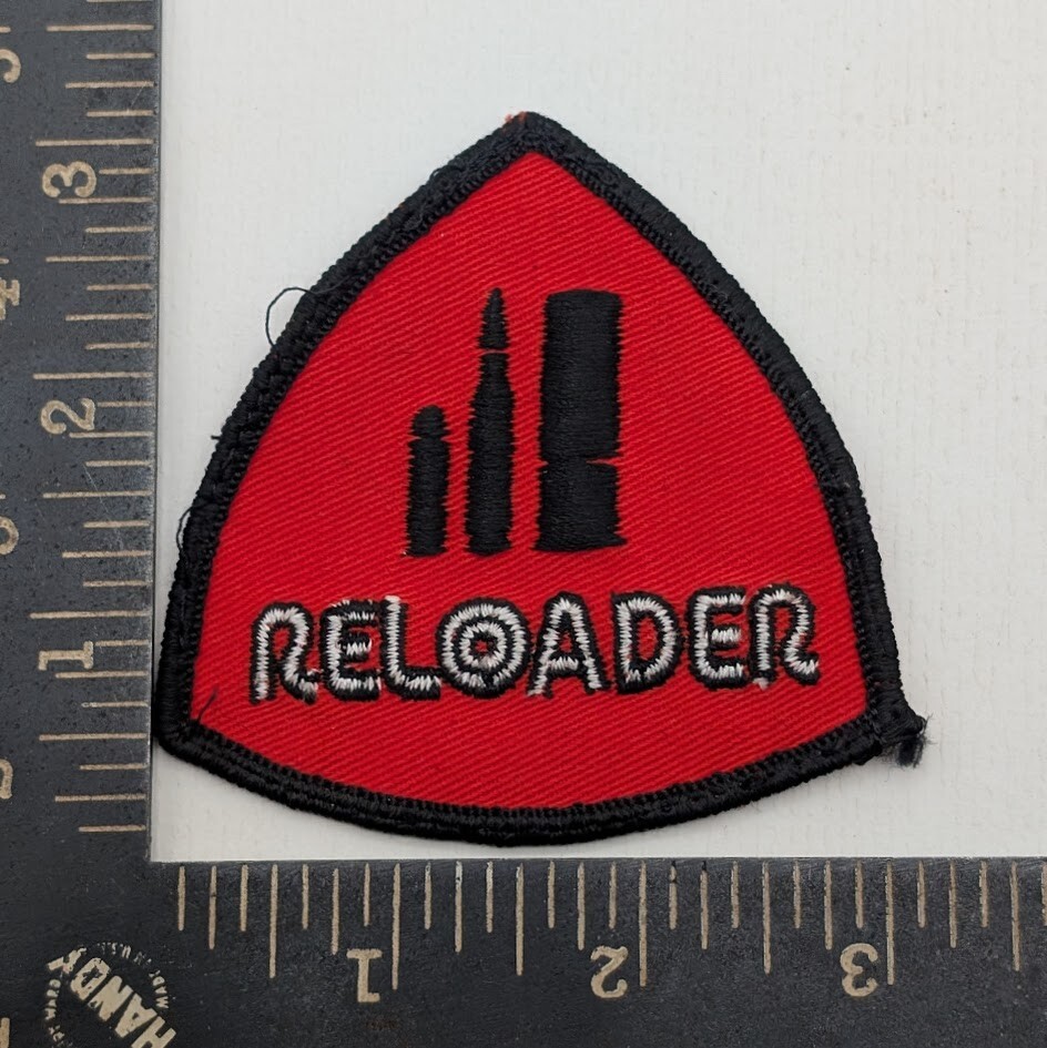 Reloader Patch Red Black Ammunition Reloading Cartridge Bullet Design