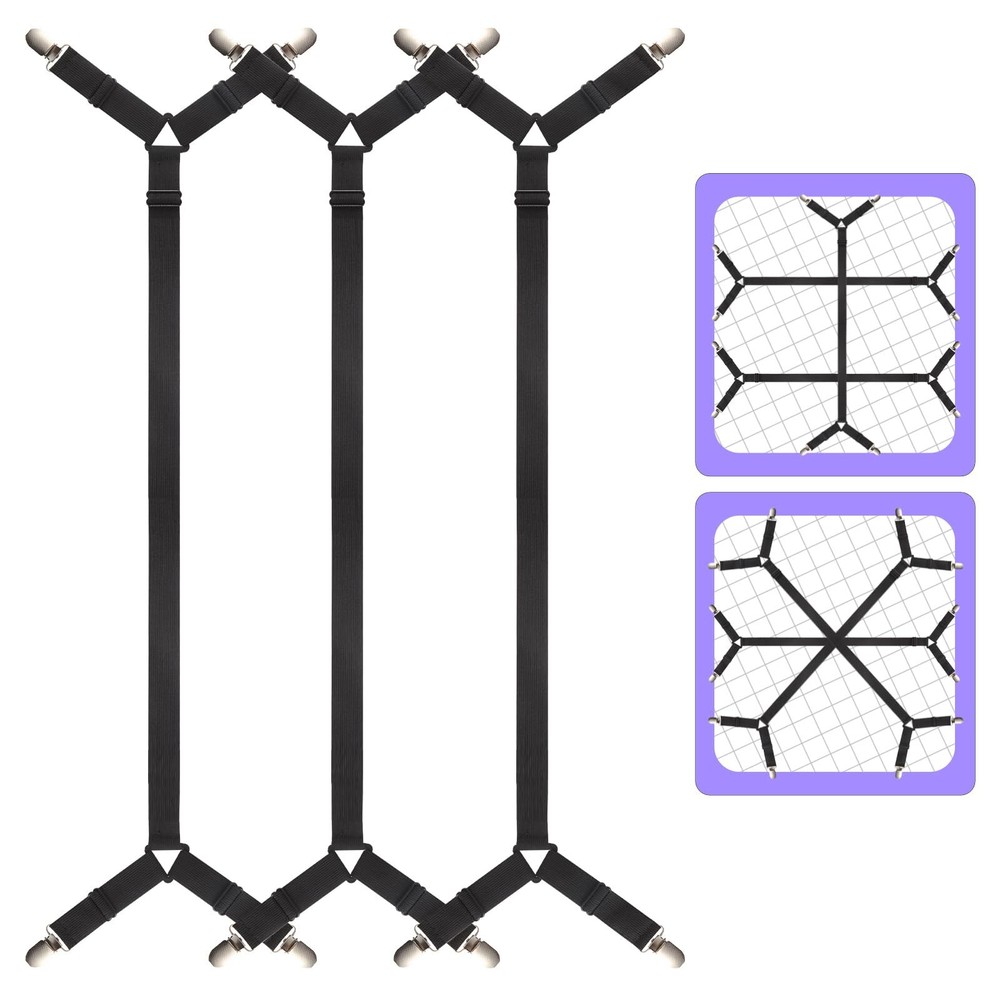 3 Pcs Bed Sheet Holder Straps Adjustable Bed Sheet Fasteners Elastic Bands