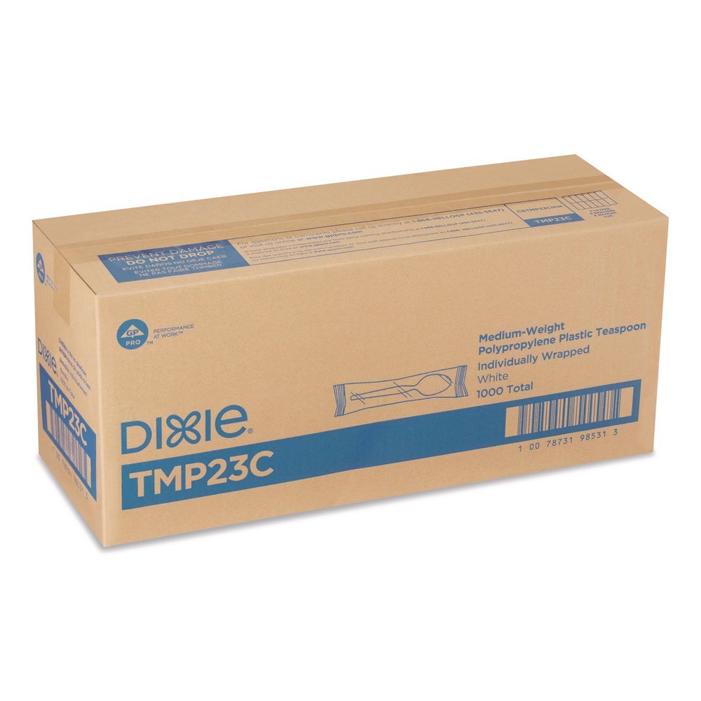 Dixie TMP23C Mediumweight Polypropylene Teaspoon Cutlery - White (1000/CT) New