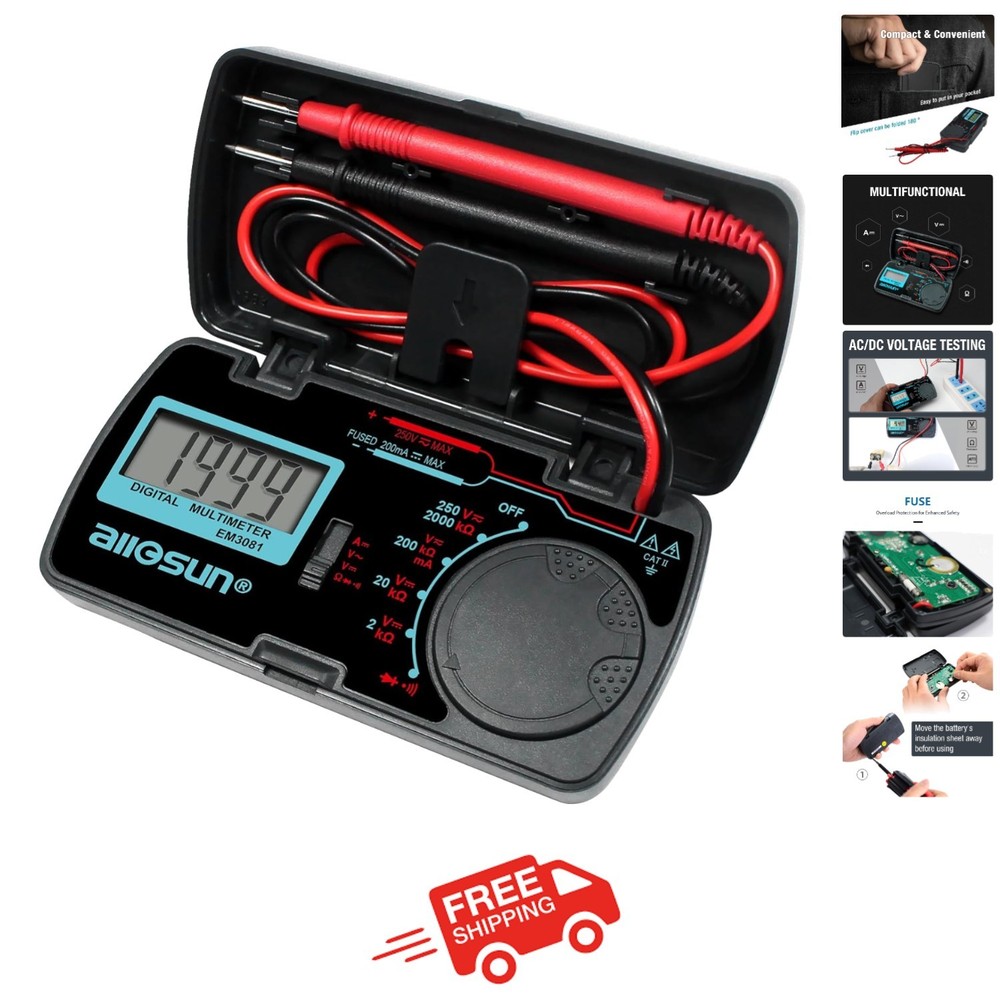 ALLOSUN Pocket-Sized Digital Multimeter for Accurate Voltage & Current Testing