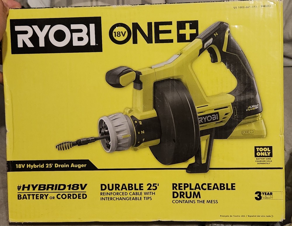 Ryobi P4002 ONE+ 18v Hybrid Drain Auger