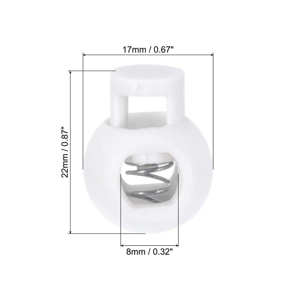 Cord Locks, 100 Pack Ball Spring Toggle Stopper, Frosted White