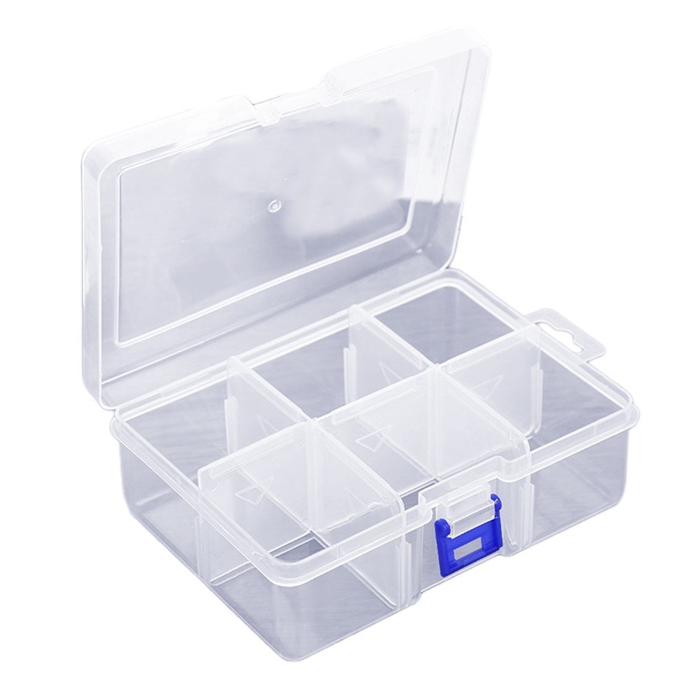Secure Lockable Plastic Organizer Case with 6 Grids for Small Accessories
