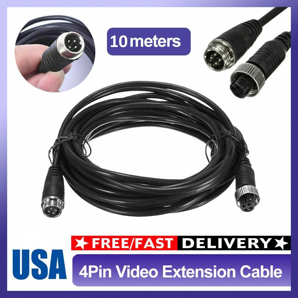 33ft 4Pin Aviation Extension Cable For Rear View Backup Camera Truck Trailer