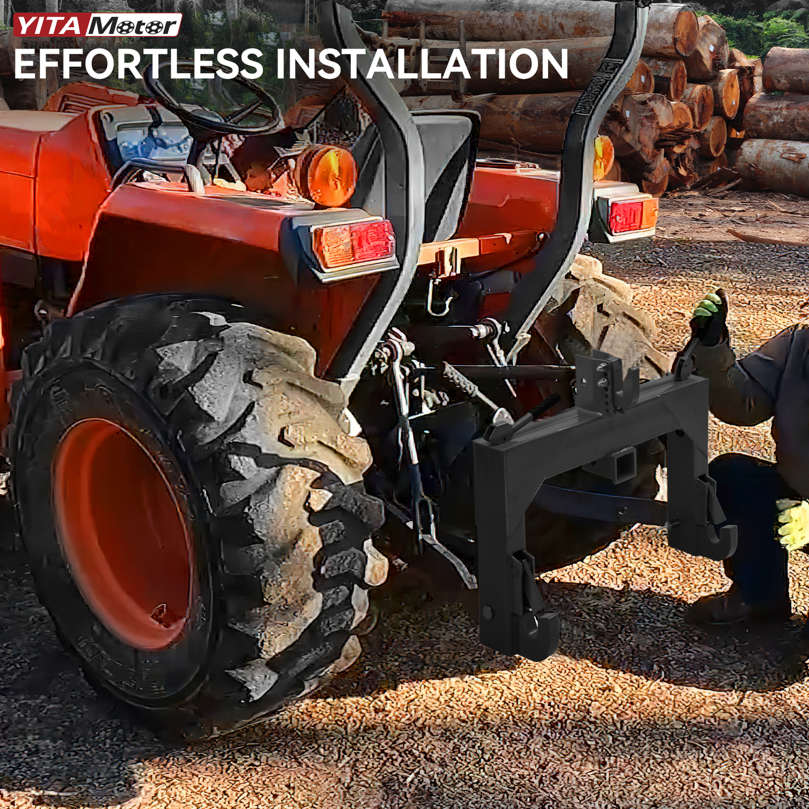 3-Point Quick Hitch Adapter for Category 1 & 2 - Attachment for Tractor Steel