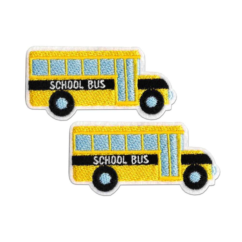 Yellow School Bus (2-Pack) Embroidered Iron on Patch Applique