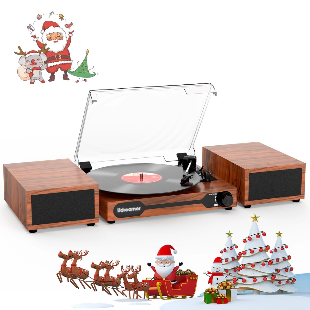 Udreamer UD015 Record Player, Vinyl Bluetooth Record player with speakers,