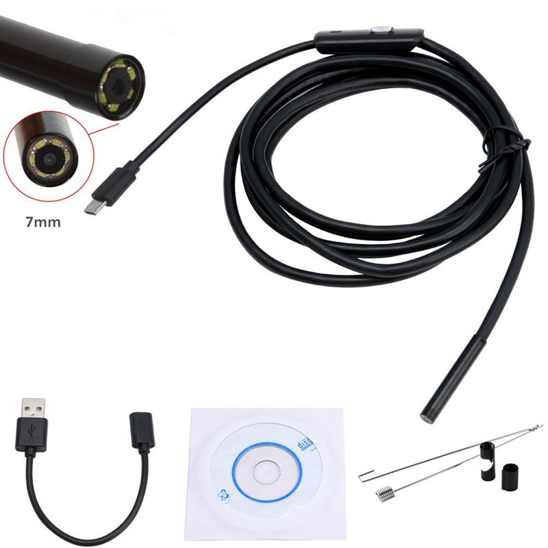 6 LED 7mm Endoscope Waterproof Inspection Borescope Camera 5M Cable For Android