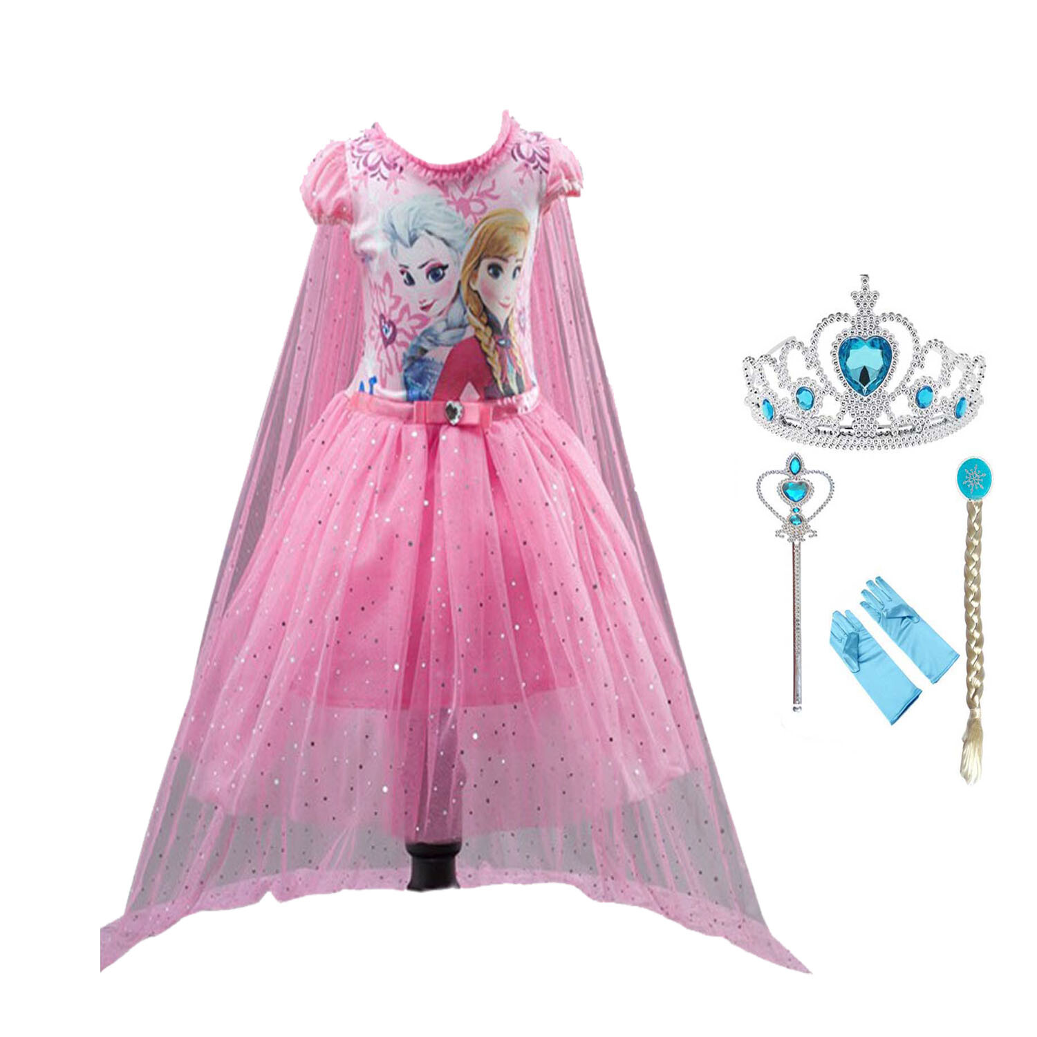 Toddler Princess Elsa Anna Frozen Role Cosplay Dress up Costume Dress for Girls