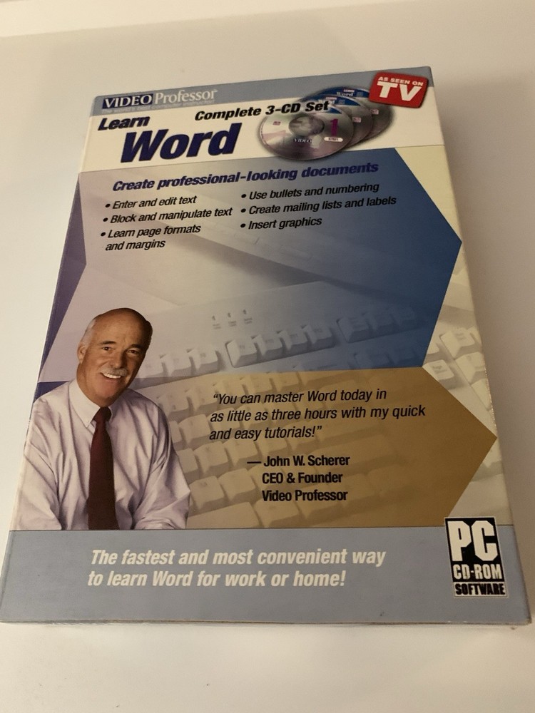 Video Professor Learn Word PC Software