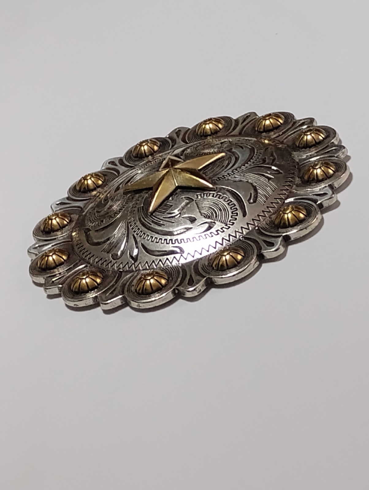 Large 4-1/2 inch Vintage Western Star Berry Concho with Chicago Screw Back #1