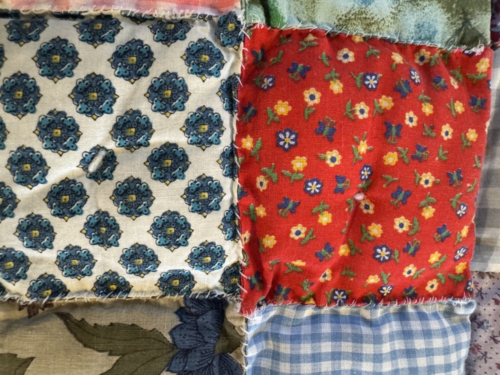 Vintage Puff Patchwork Hand Stitch Quilt