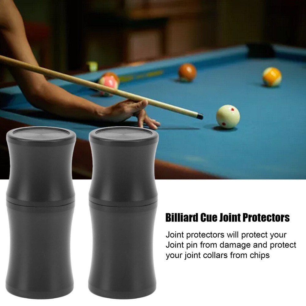 2Pcs Plastic Billiard Joint Protectors Black Pool Stick Joint Protectors