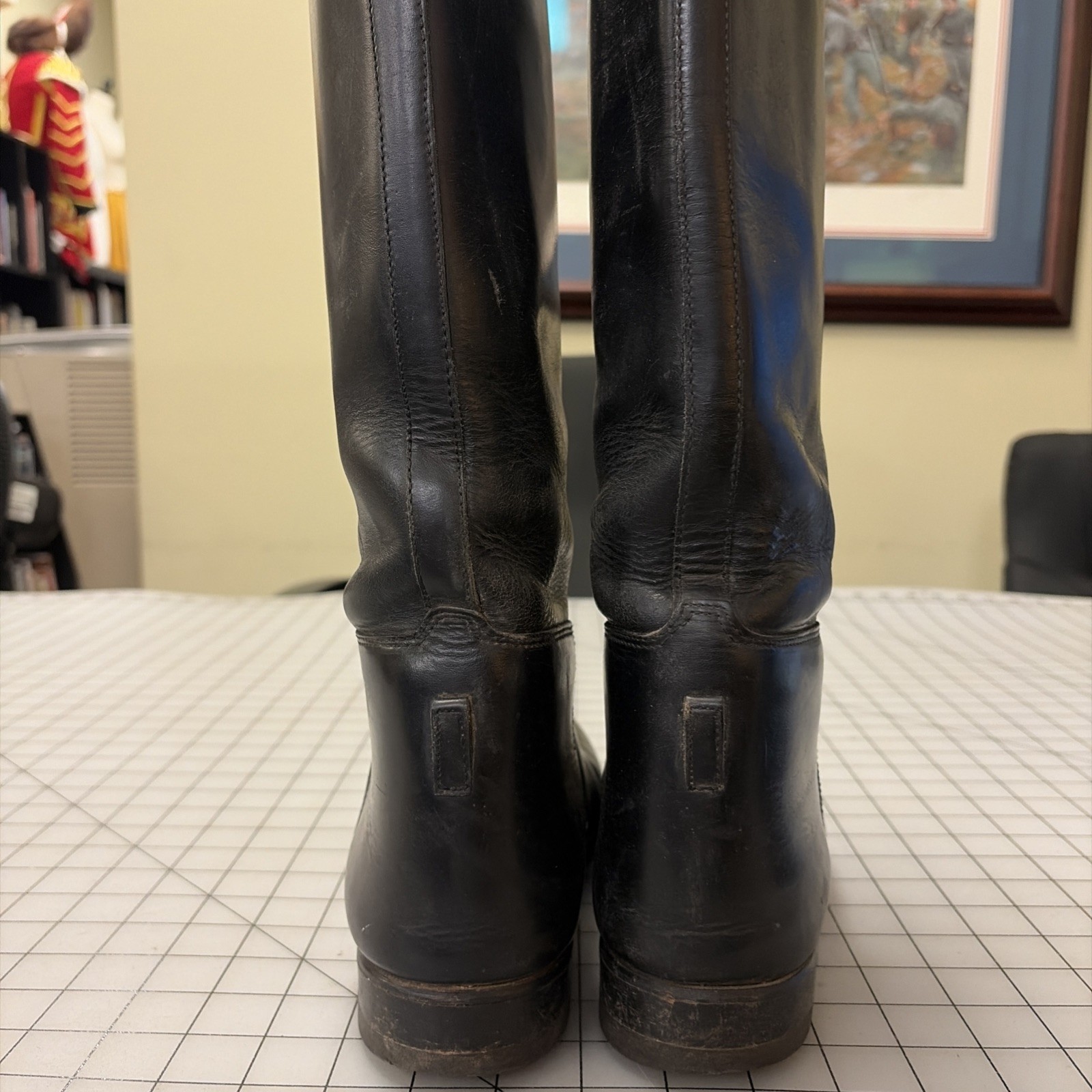 'Effingham' Brand Black Leather Tall Riding Boots, Made in USA - SIZE 8 1/2