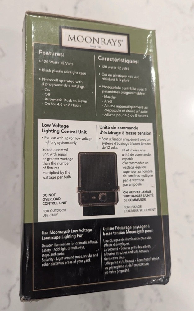 Moonrays 95431 Low Voltage Lighting Control Transformer 120W 12V Timer Photocell