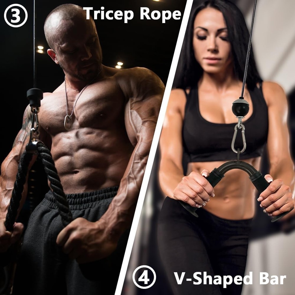 Cable Machine Attachments Gym LAT Pull Down Triceps Set