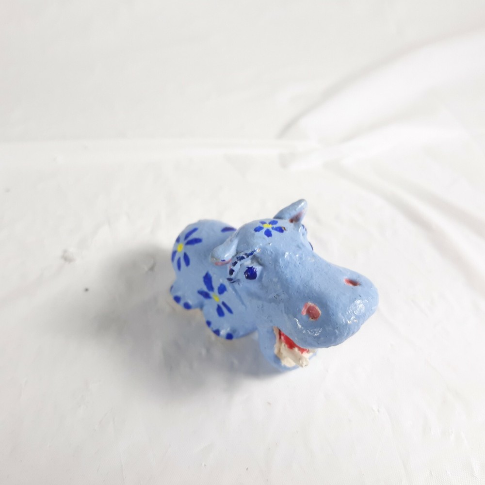 Small Hippo Figurine Hand Painted