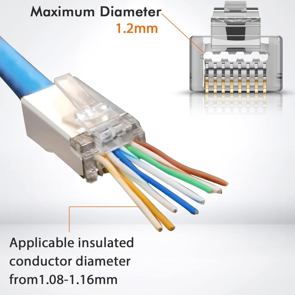 Shielded RJ45 Cat6 Cat6A Pass Through Connector