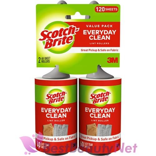Scotch Brite Everyday Clean Lint Roller 2x60 Sheet Rollers