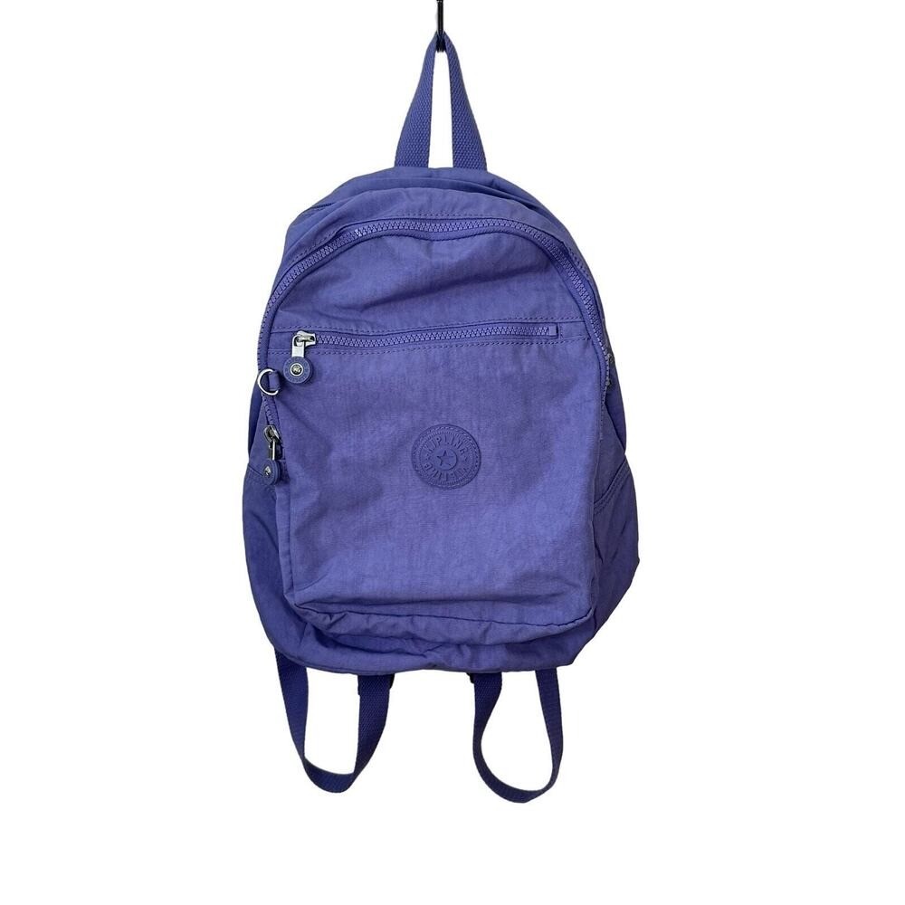 Kipling Live Light Backpack Solid Purple Multiple Padded Straps Zip Compartments