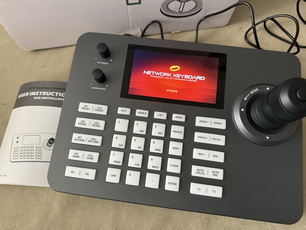 PTZ Camera Controller POE Network 4D Joystick Decoding Keyboard - 5” LCD Display