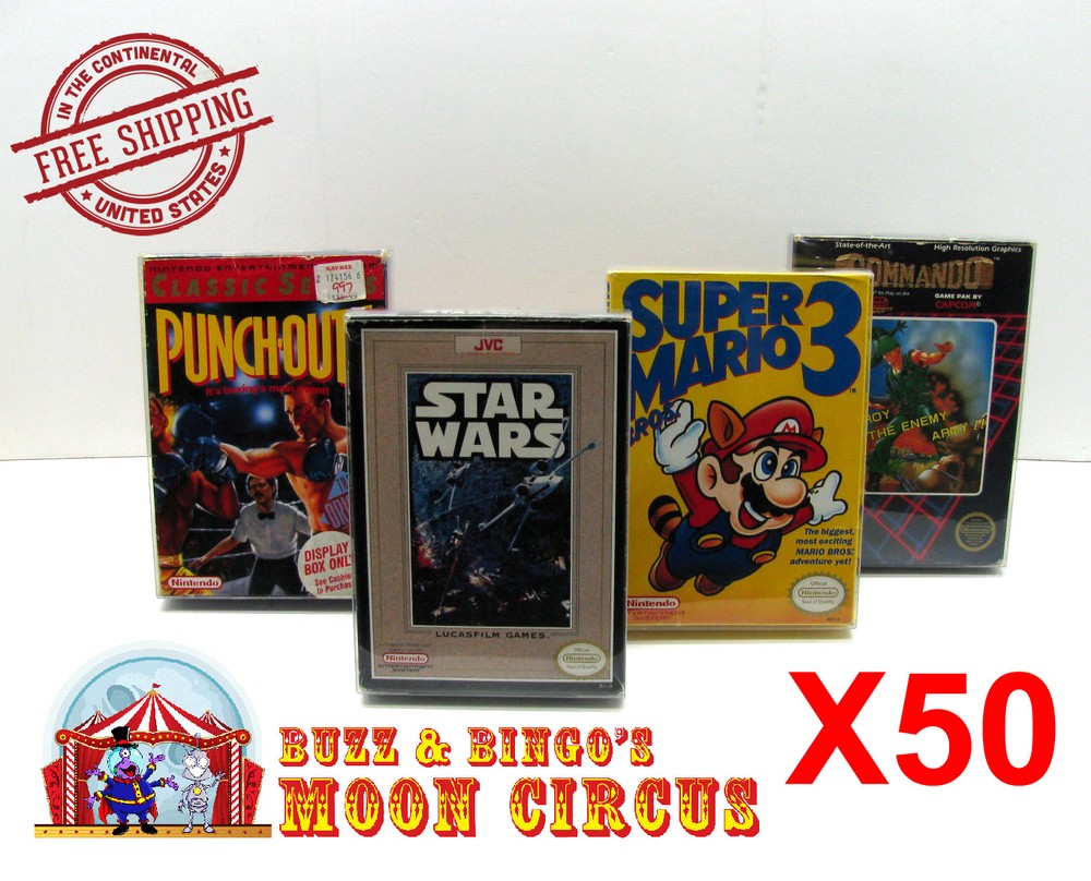 50x NINTENDO NES CIB GAME- CLEAR PLASTIC PROTECTIVE BOX PROTECTOR SLEEVE CASE