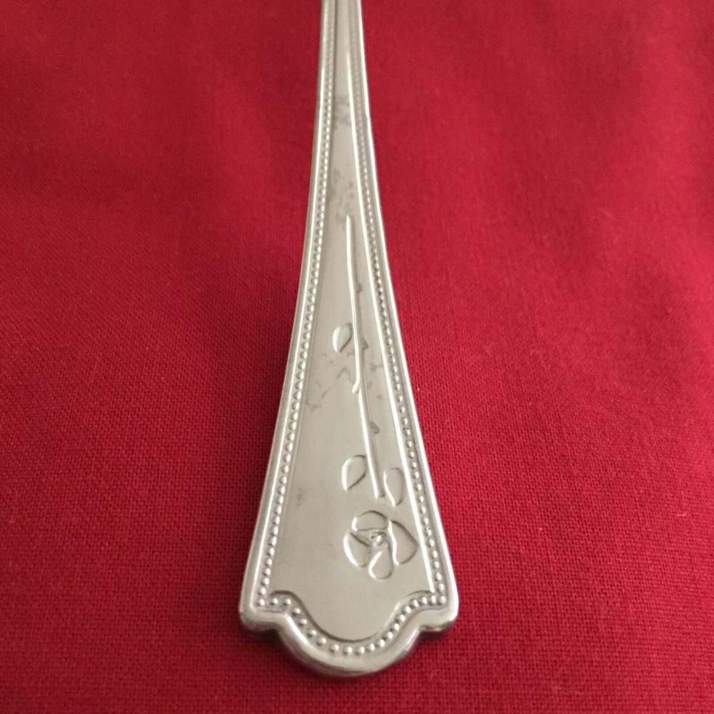 Estia ROSETTE Solid Serving Spoon 8 3/8" Beaded Edge Stainless Steel Flatware