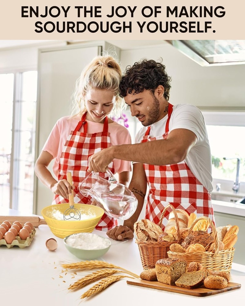 Sourdough Starter Kit 34 OZ with 2 Bread Proofing Baskets