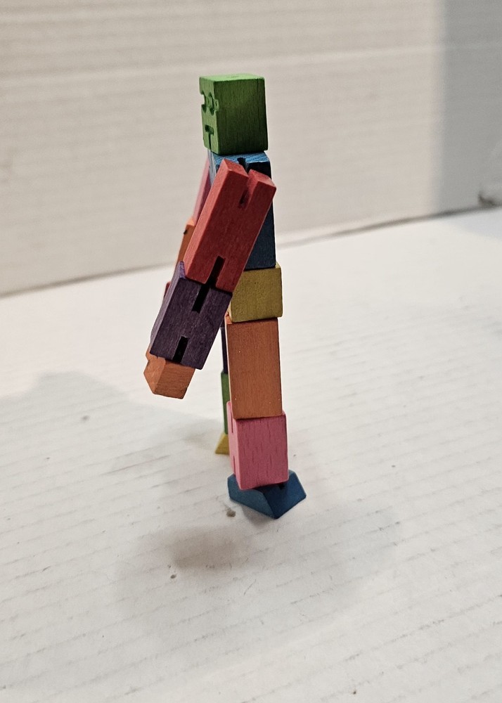Cubebot Areaware by David Weeks Studio Multicolor Wood Cube Puzzle Robot