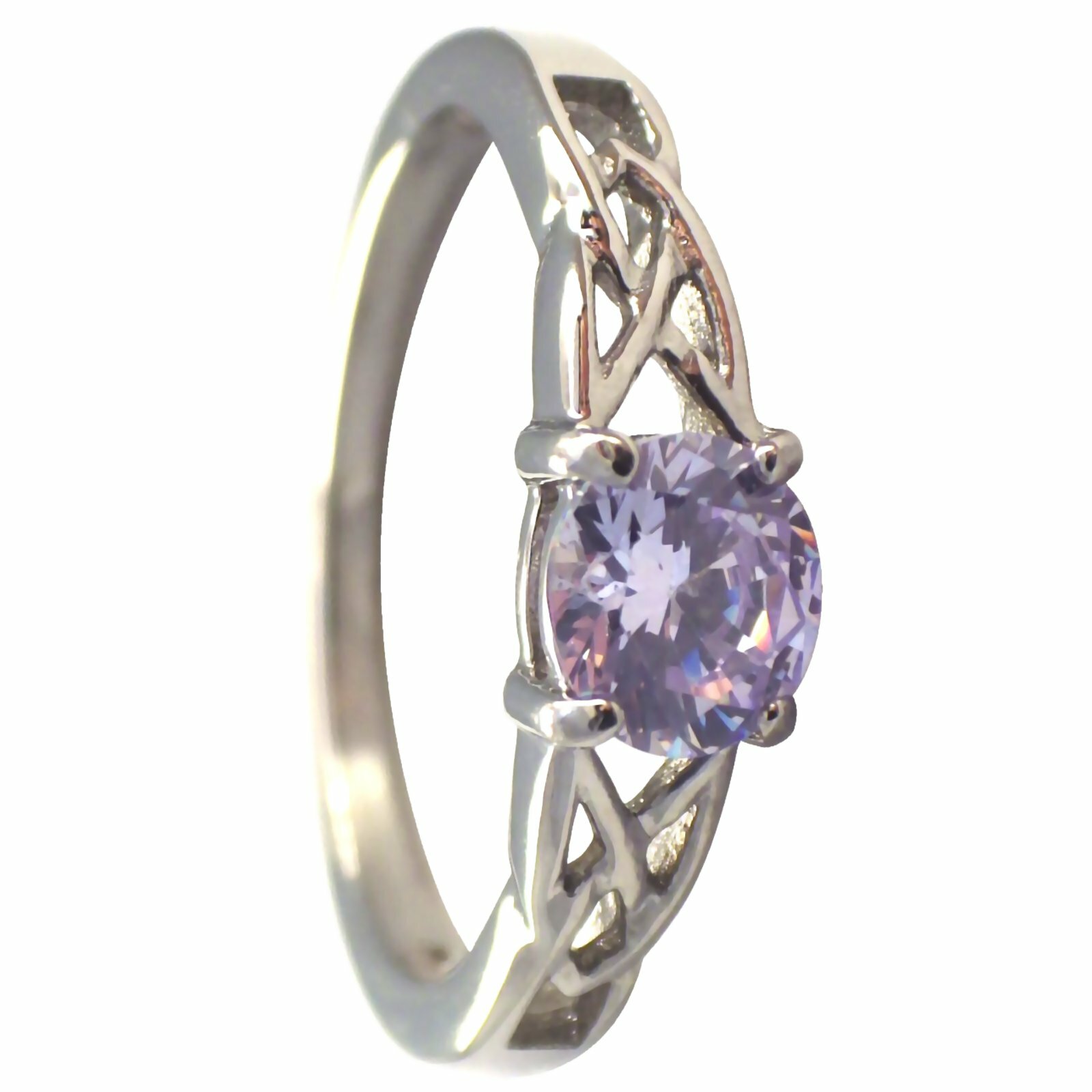 Celtic June Birthstone Ring Purple Cubic Zirconia Handfasting Engagement Band