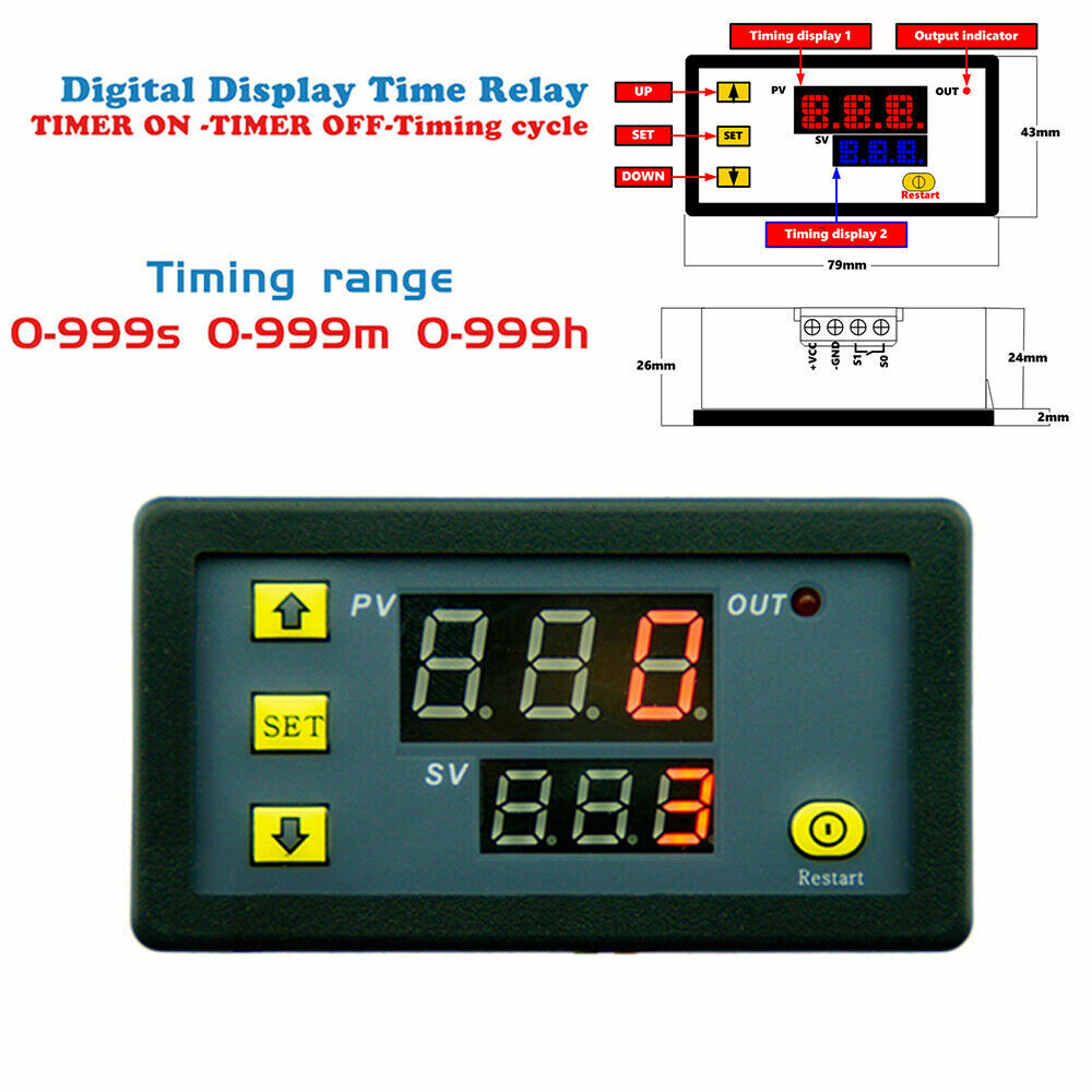 AC 110V 220V Timer Cycling Module Digital Display Time Delay Relay Timing Switch