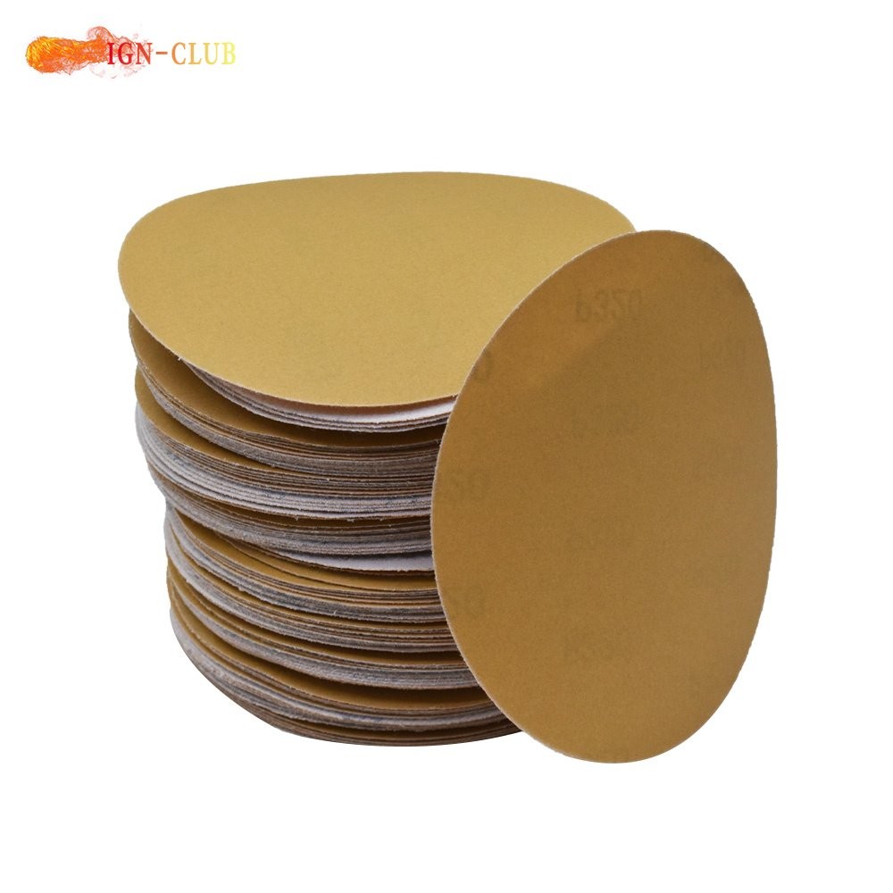 100 Pack 5" 180 Grit NO-Hole Disc Hook Loop Pads Sanding Discs Flocking