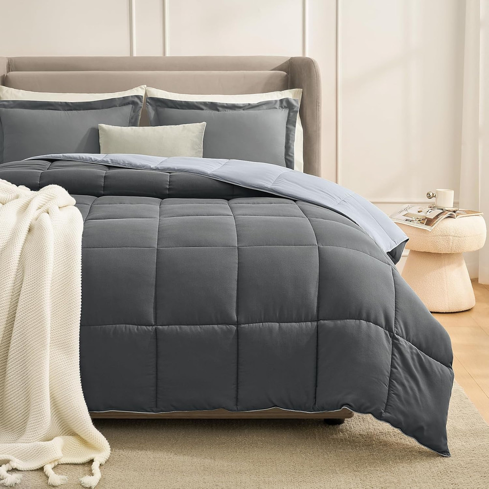 King Size Comforter Set Grey, Comforters King Size Bedding Sets, Lightweight Sof