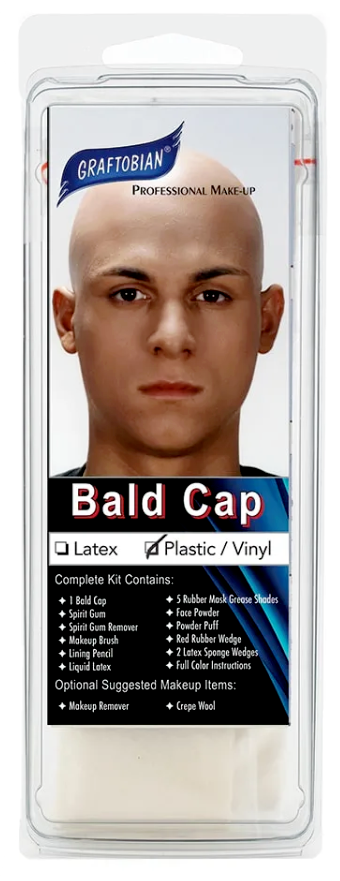 Graftobian Premium Plastic/Vinyl Long Neck Bald Cap W/Instructions -Latex Free.