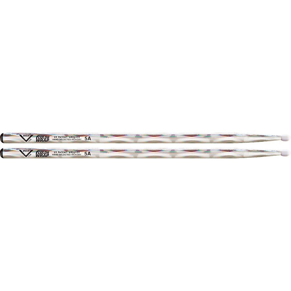Vater Color Wrap Nylon Tip Sticks - Pair Silver Optic 5A