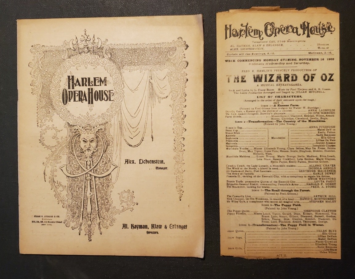 2243----1903 Wizard of Oz program Harlem Opera House NYC