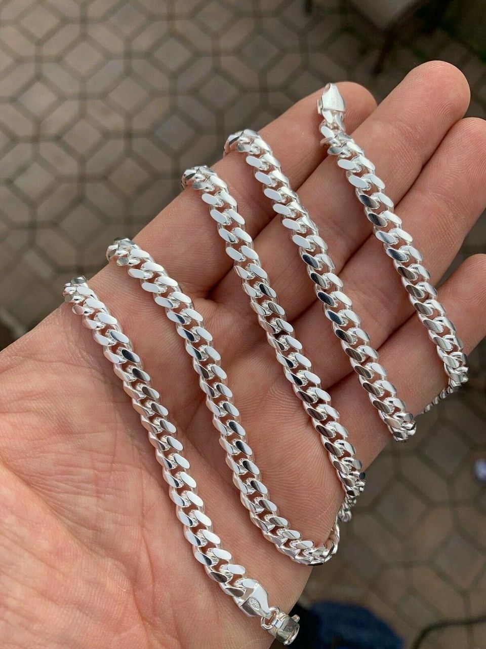 Mens Real Solid 925 Sterling Silver Miami Cuban Chain 2-12mm Heavy Link Necklace