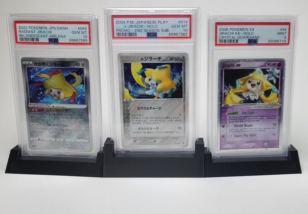 Triple Holder PSA Graded Card Display Stand Black