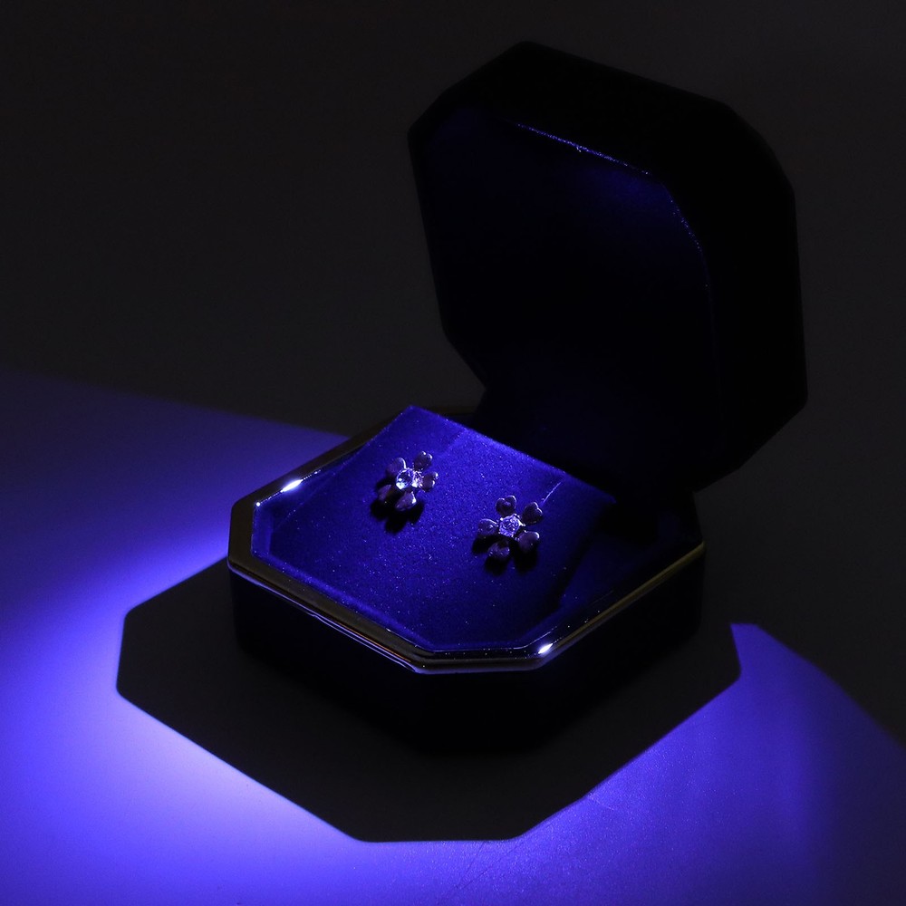 LED Lighted Jewelry Gift Box Earring Ear Stud Display Case For Proposal WT
