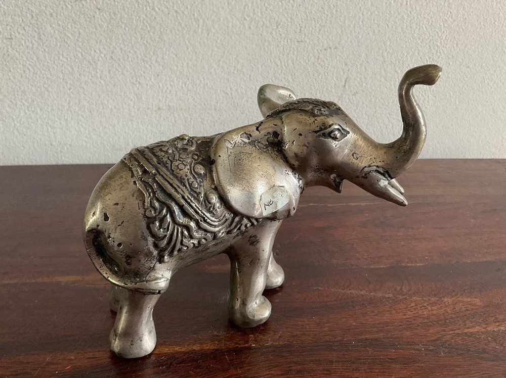 Lovely Silver Tone Elephant Sculpture
