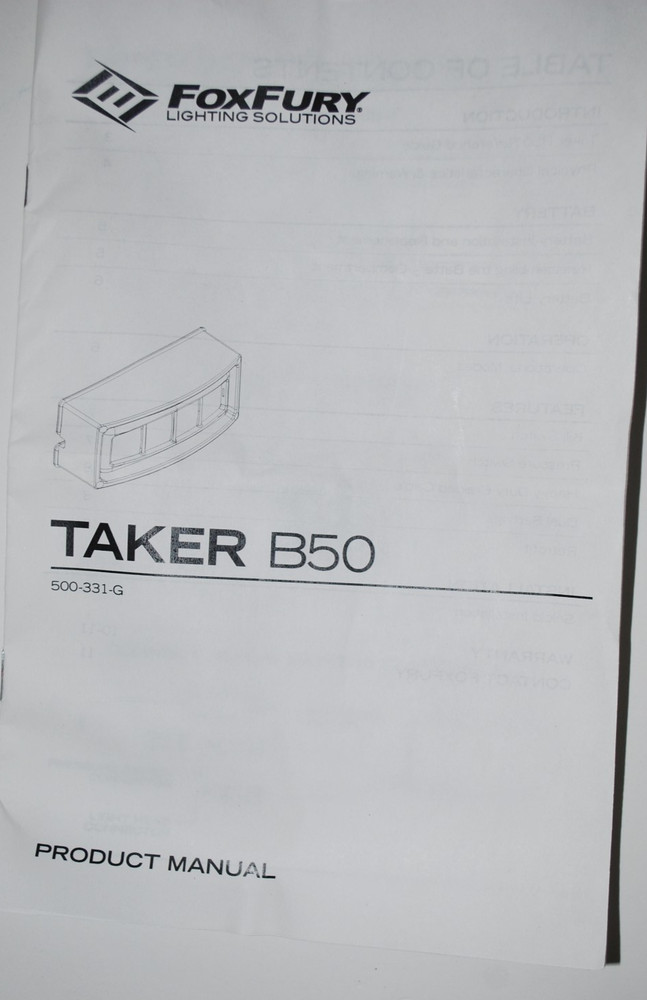 New FoxFury Taker B50 Ballistic Shield LED Light 500-331-G