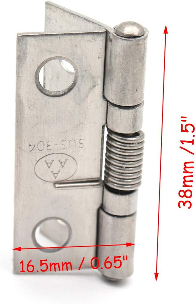 Spring Hinge Self-Opening 1.5 Inch Stainless Steel - 4 Pack