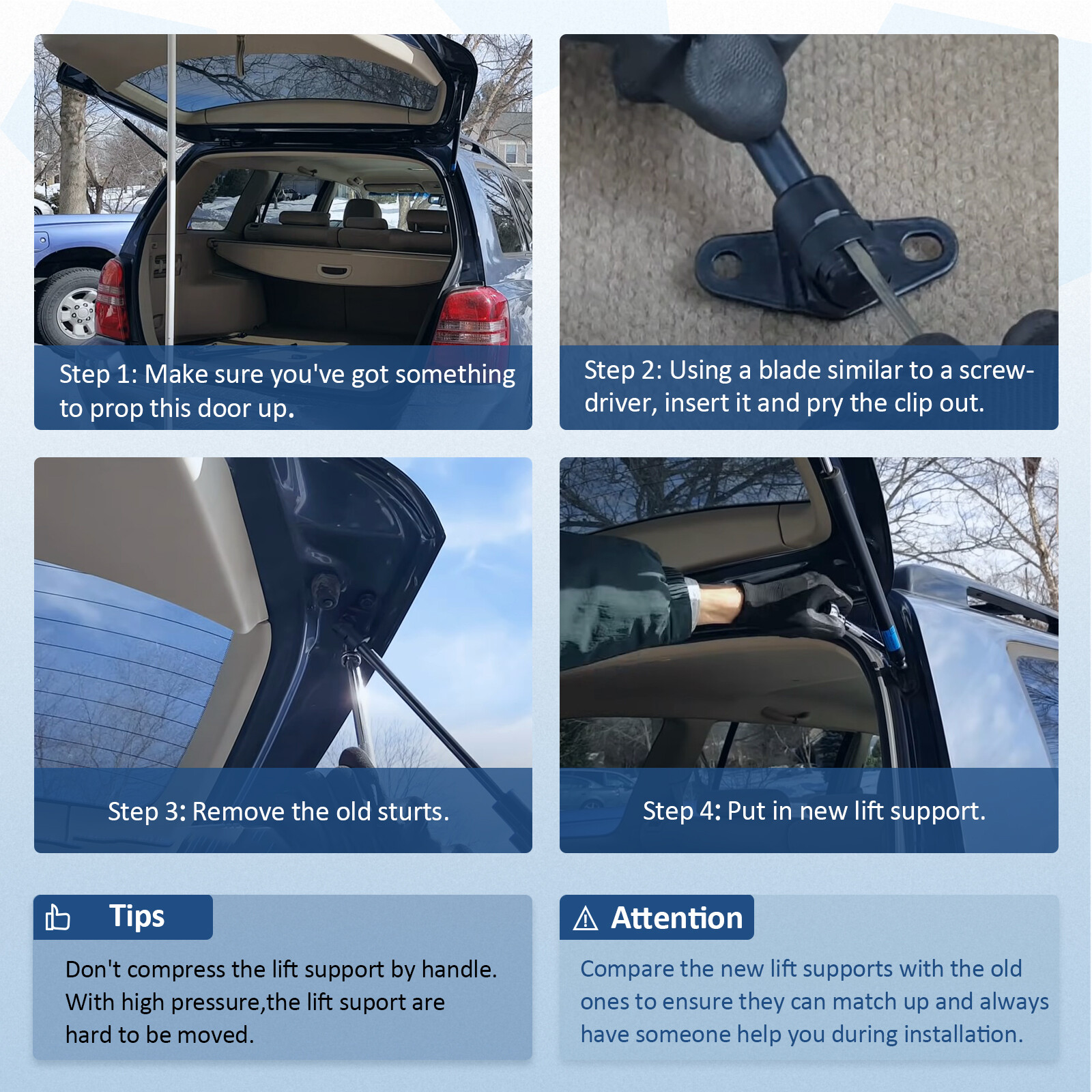 For 2012-2017 Hyundai Veloster 2 Pcs Rear Hatch Lift Supports Shock Struts