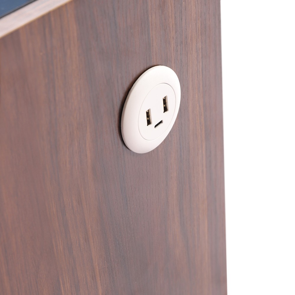 Modern Brown Wood Smart Led Light Nightstand Table Night Stand Bedside Table