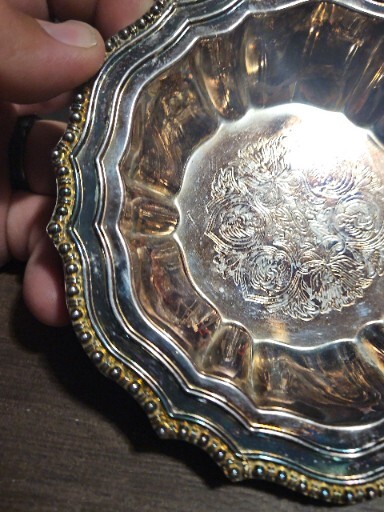 VINTAGE ITALY HMC AVON SILVERPLATE CANDY TRINKET DISH BOWL 6" ORNATE DESIGN