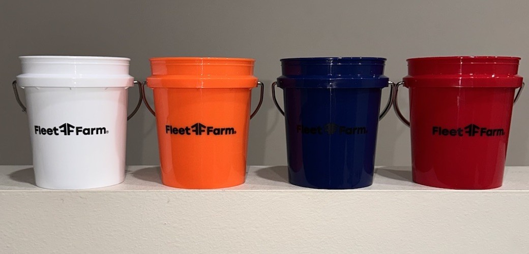 Fleet Farm Mini Bucket Set. ALL FOUR COLORS! NEW BLUE JUST RELEASED