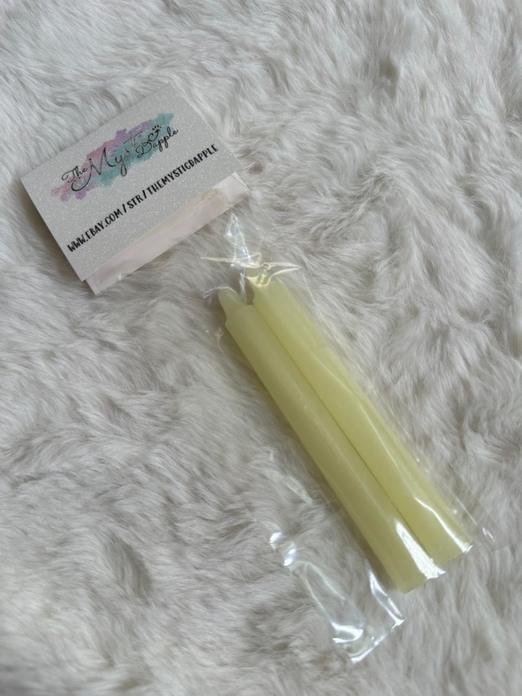 Witchy Candles (Set of 2 -  4" - Light Yellow)
